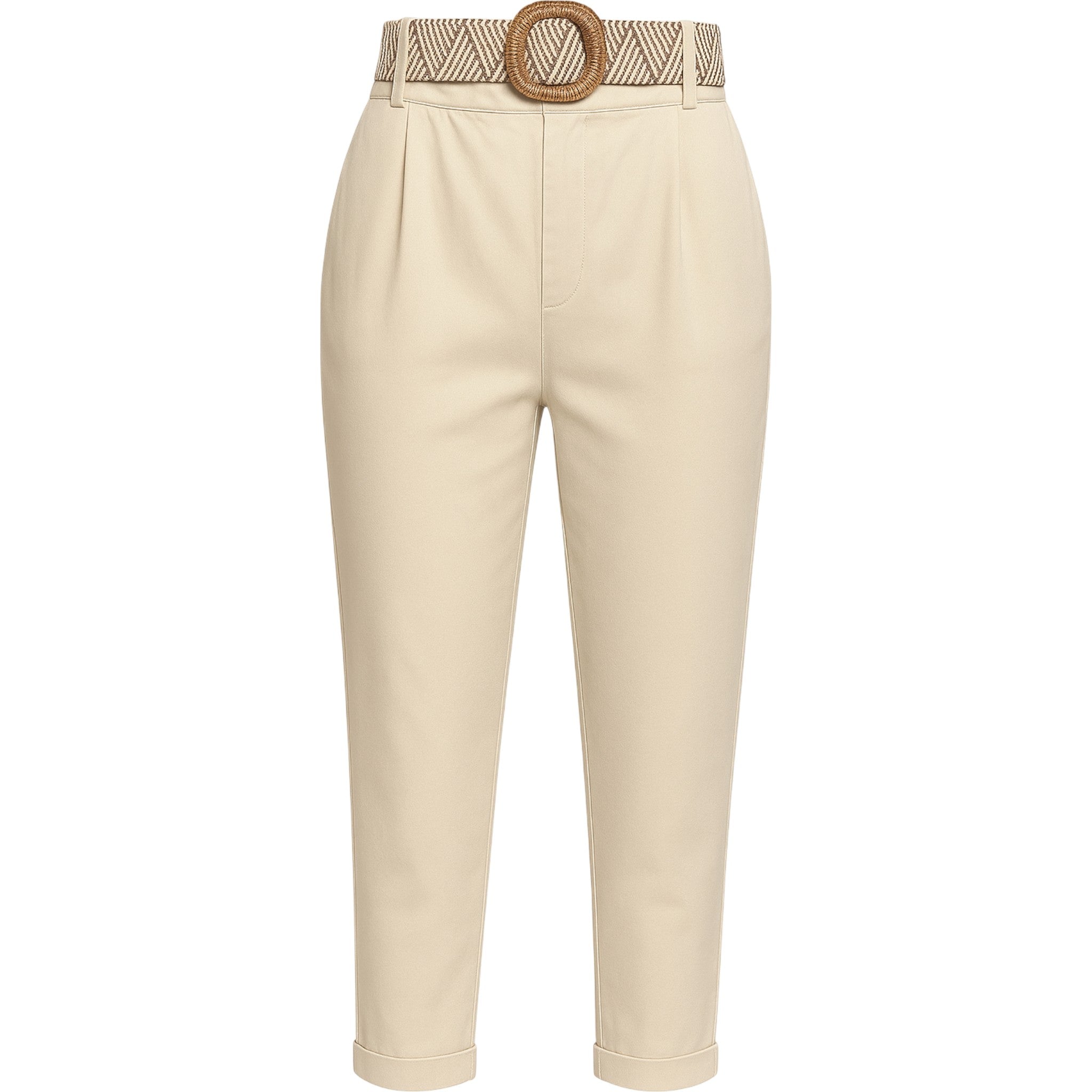 Ladies Italian Cropped Chino Trousers with Belt